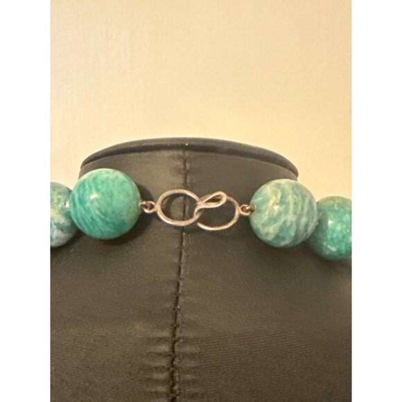 Amazonite Beaded Necklace With Sterling Silver Clasp - Picture 3 of 5